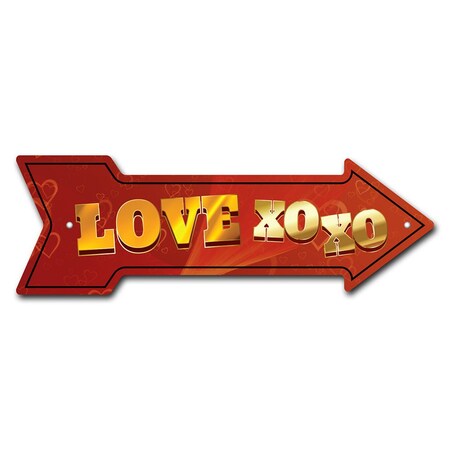 Signmission Love XO XO Arrow Sign Funny Home Decor 18in Wide P-ARROW-999762